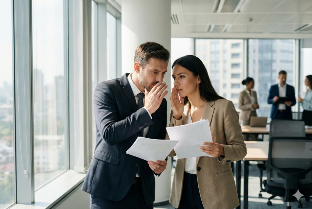 신중하고 입이 무거운 태도를 의미하는 영어 단어 Discreet의 예시 이미지