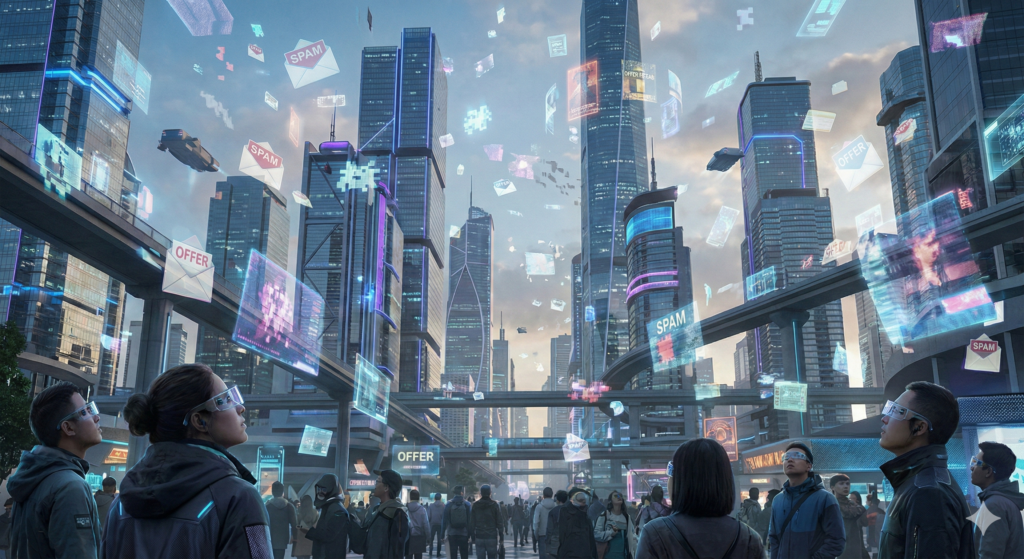 광고성 메시지인 Spam과 달리 검색 결과를 오염시키는 Slop의 특징을 비교하는 이미지